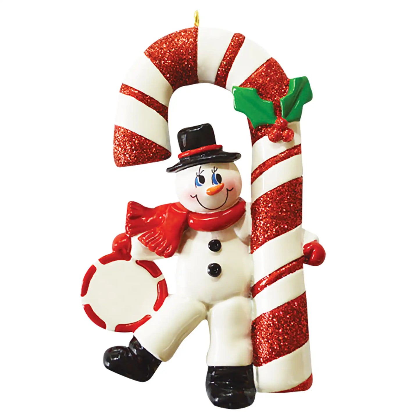 Candy Cane Snowman Christmas Ornament