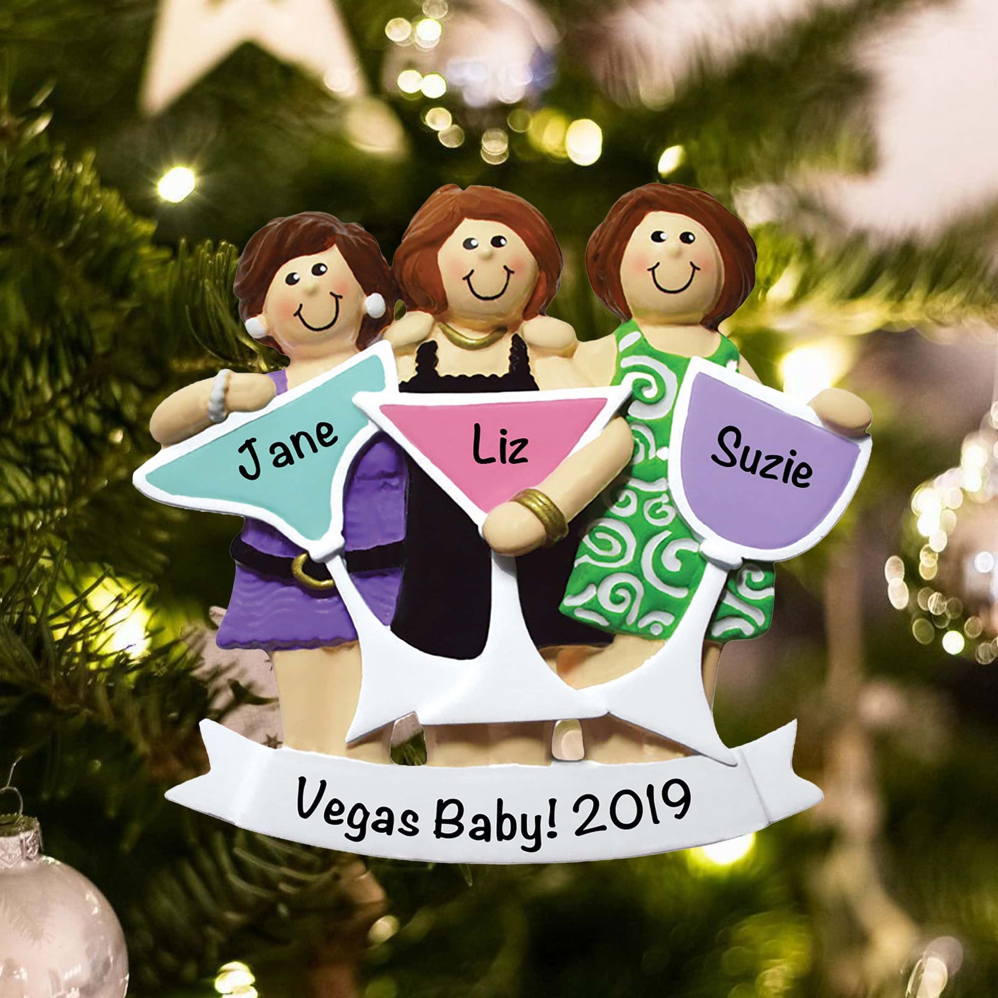 958 Personalized Girls Night Out 3 Christmas Ornament