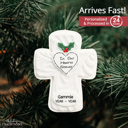 Forever Memorial Cross Christmas Ornament