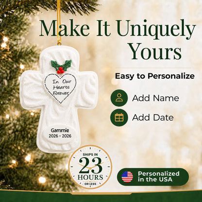 Make it yours: personalize the Memorial Cross christmas ornament