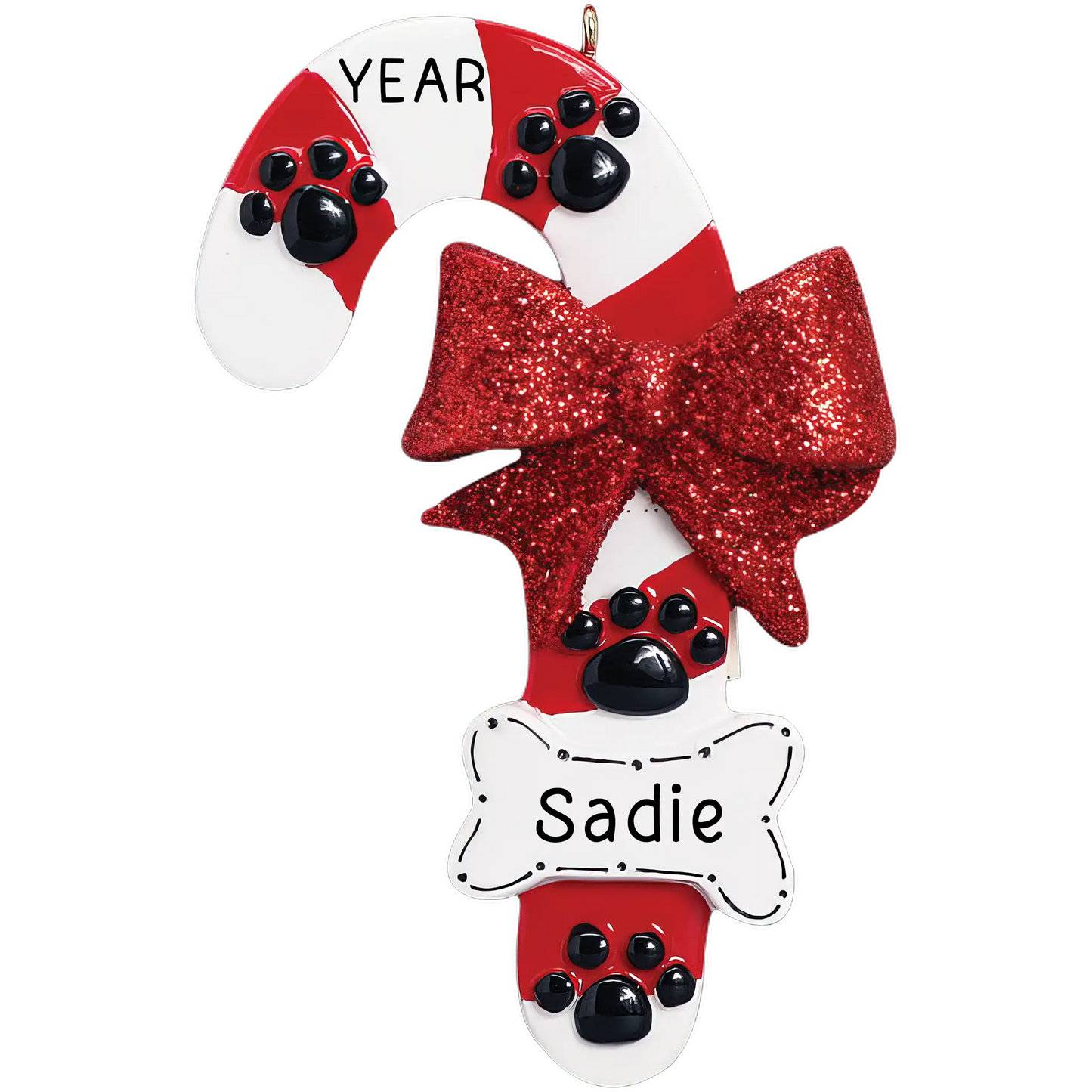 Dog Candy Cane Christmas Ornament