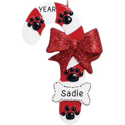 Dog Candy Cane Christmas Ornament