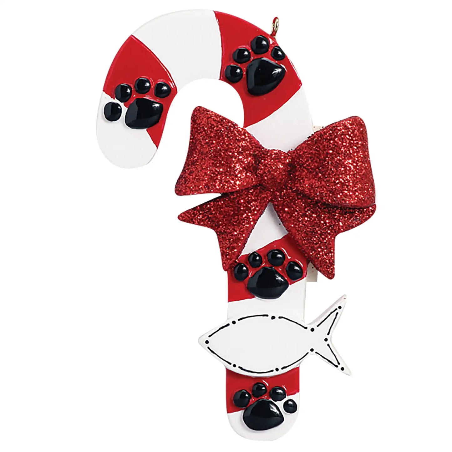 Cat Candy Cane Christmas Ornament