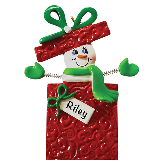 Snowman Gift Box Christmas Ornament