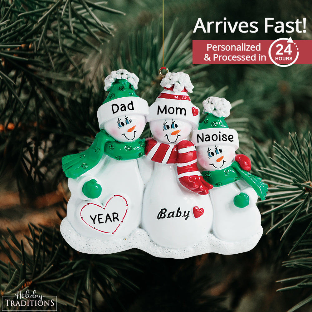 Expecting Family of 3 Christmas Ornament