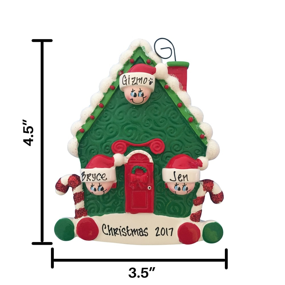 994-3 Candy Cane Family of 3 Personalized Christmas Ornament