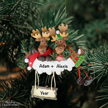 Moose Family of 2 Christmas Ornament