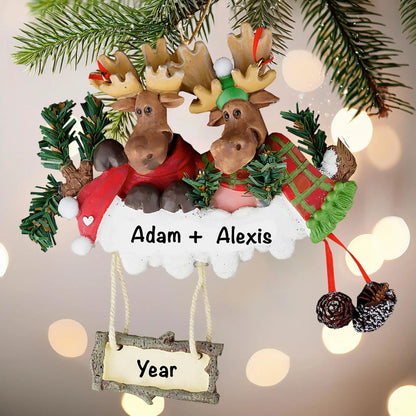 Moose Family of 2 Christmas Ornament
