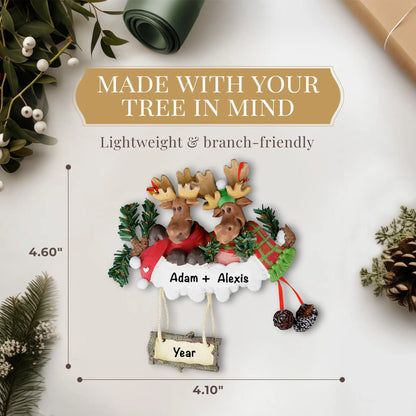 Moose Family of 2 Christmas Ornament