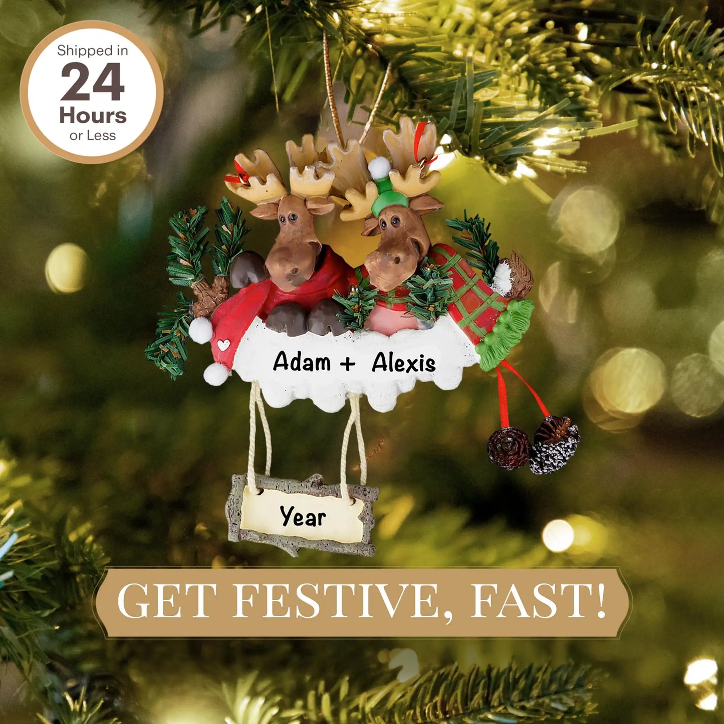 Moose Family of 2 Christmas Ornament