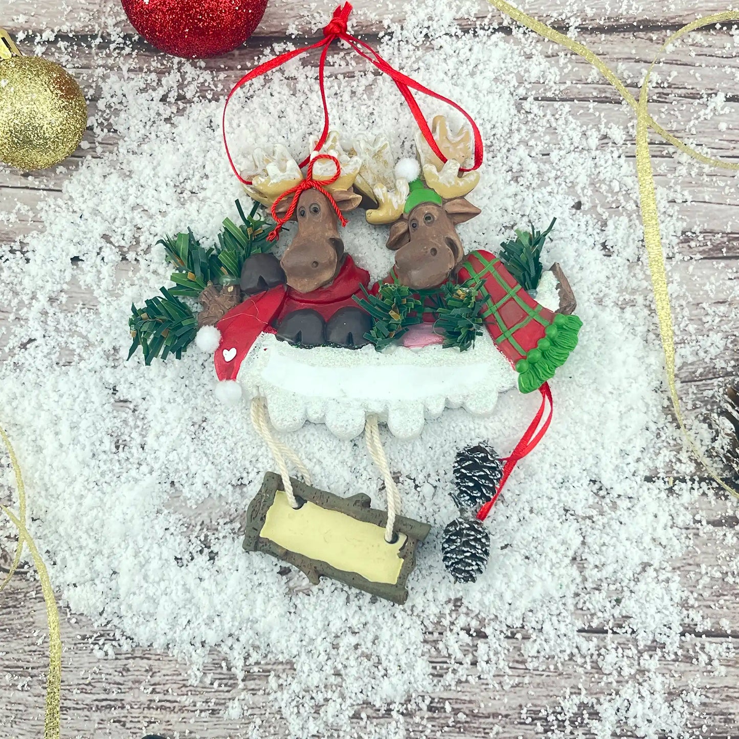 Moose Family of 2 Christmas Ornament