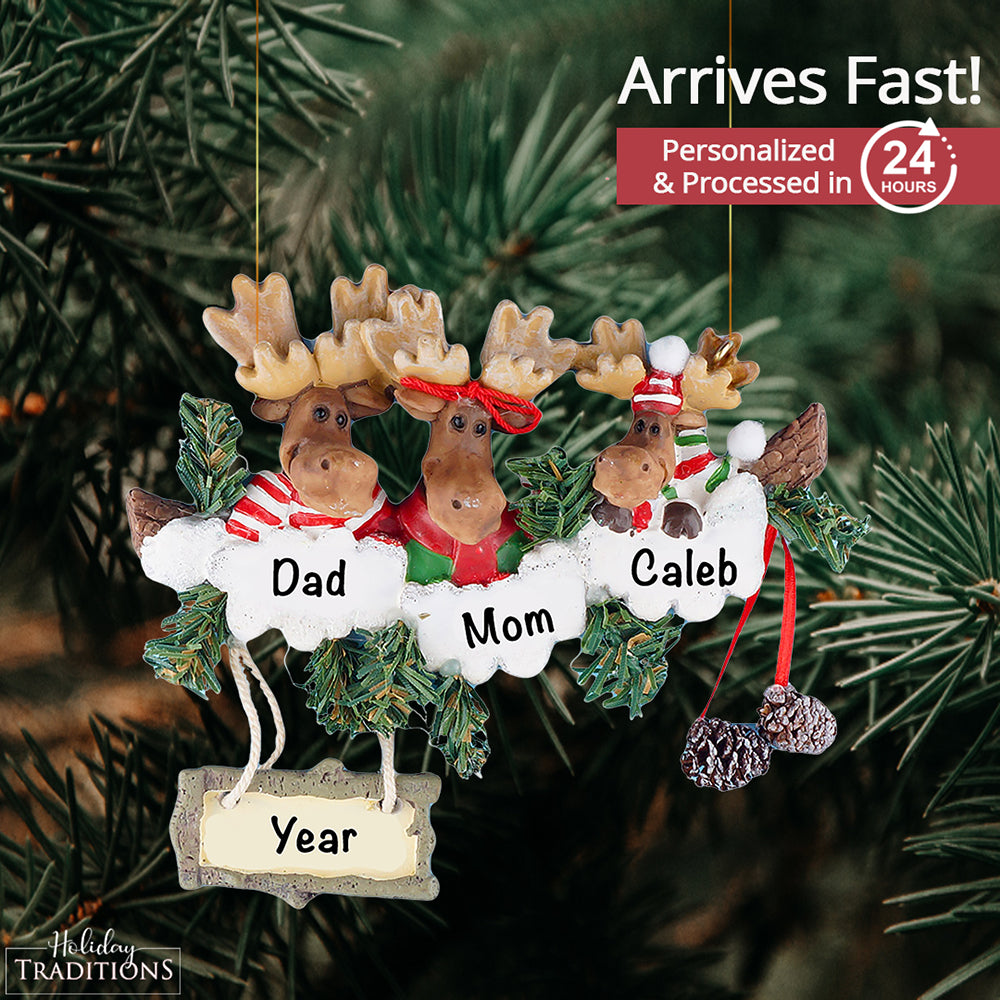 Moose Family of 3 Christmas Ornament