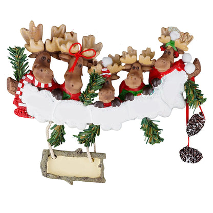 Moose Family of 5 Christmas Ornament