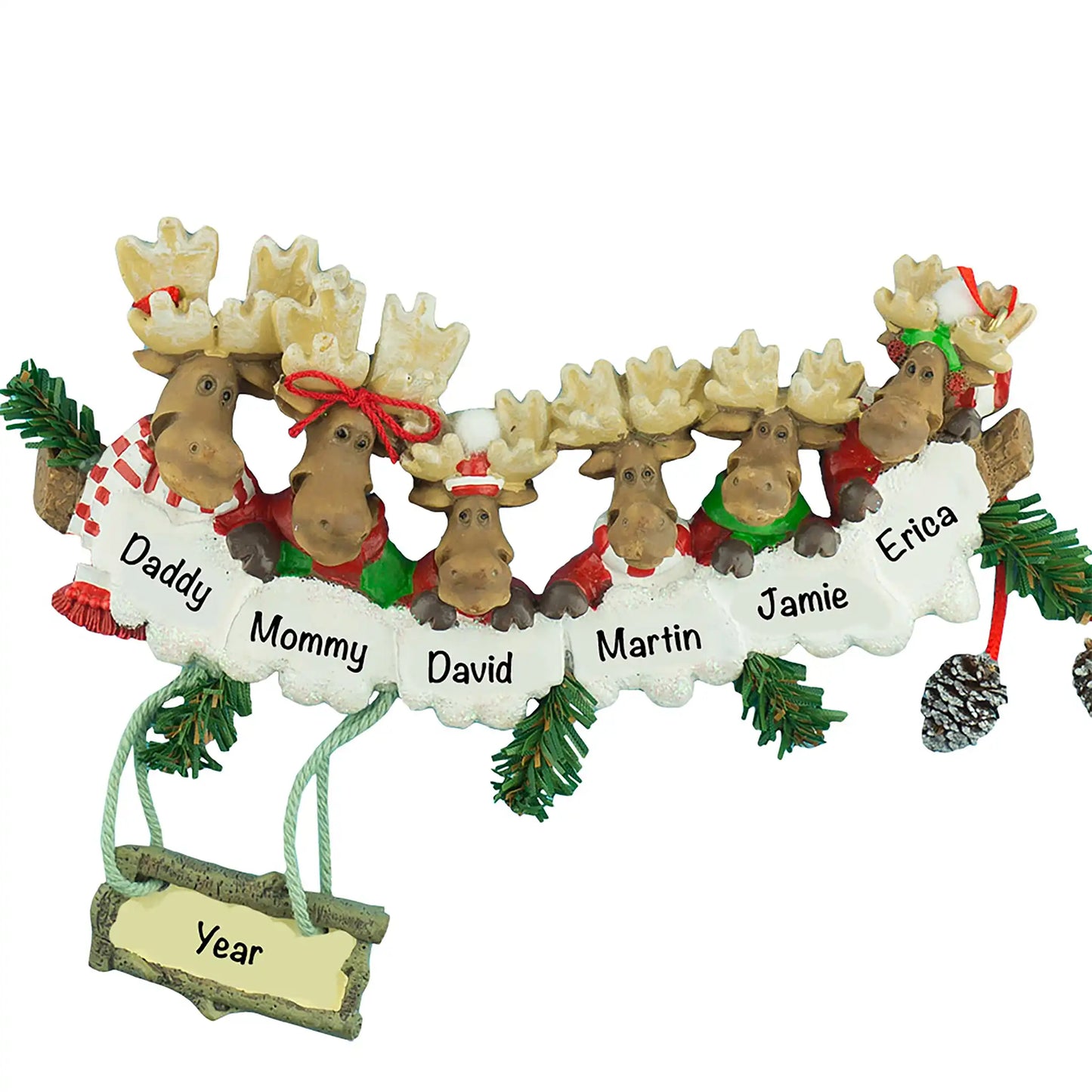 Moose Family of 6 Christmas Ornament