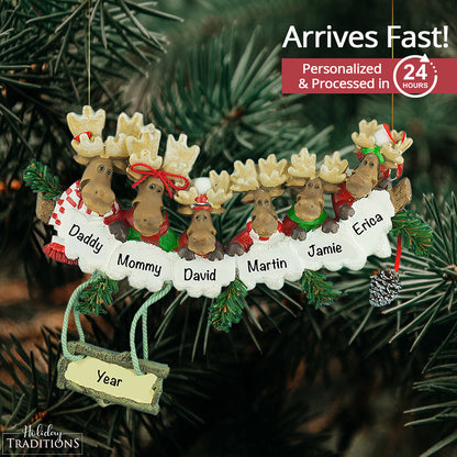 Moose Family of 6 Christmas Ornament