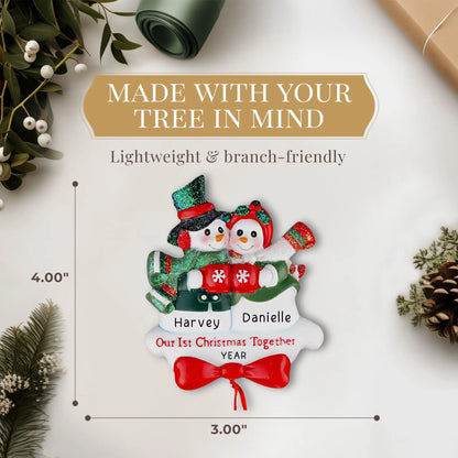 Adorno de pareja de muñecos de nieve para nuestra primera Navidad juntos 