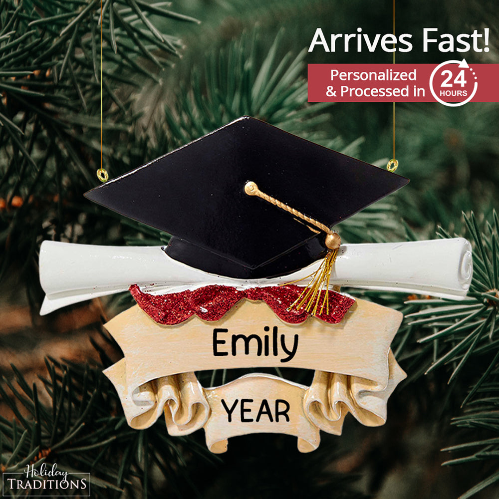 Graduation Cap & Scroll Christmas Ornament