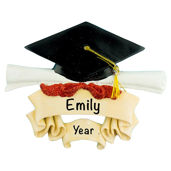 Graduation Cap and Scroll Personalized Ornament