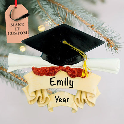 Graduation Cap & Scroll Personalized Ornament