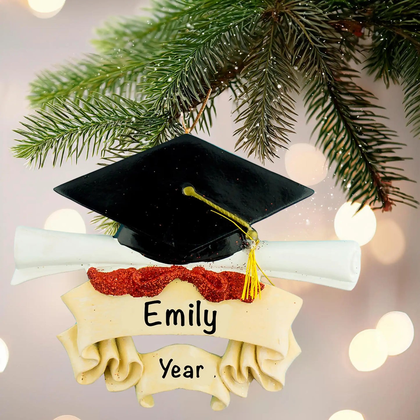 Graduation Cap & Scroll Personalized Ornament