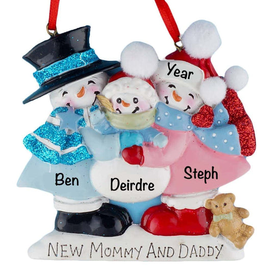 A0942 New Mommy and Daddy Personalized Christmas Ornament