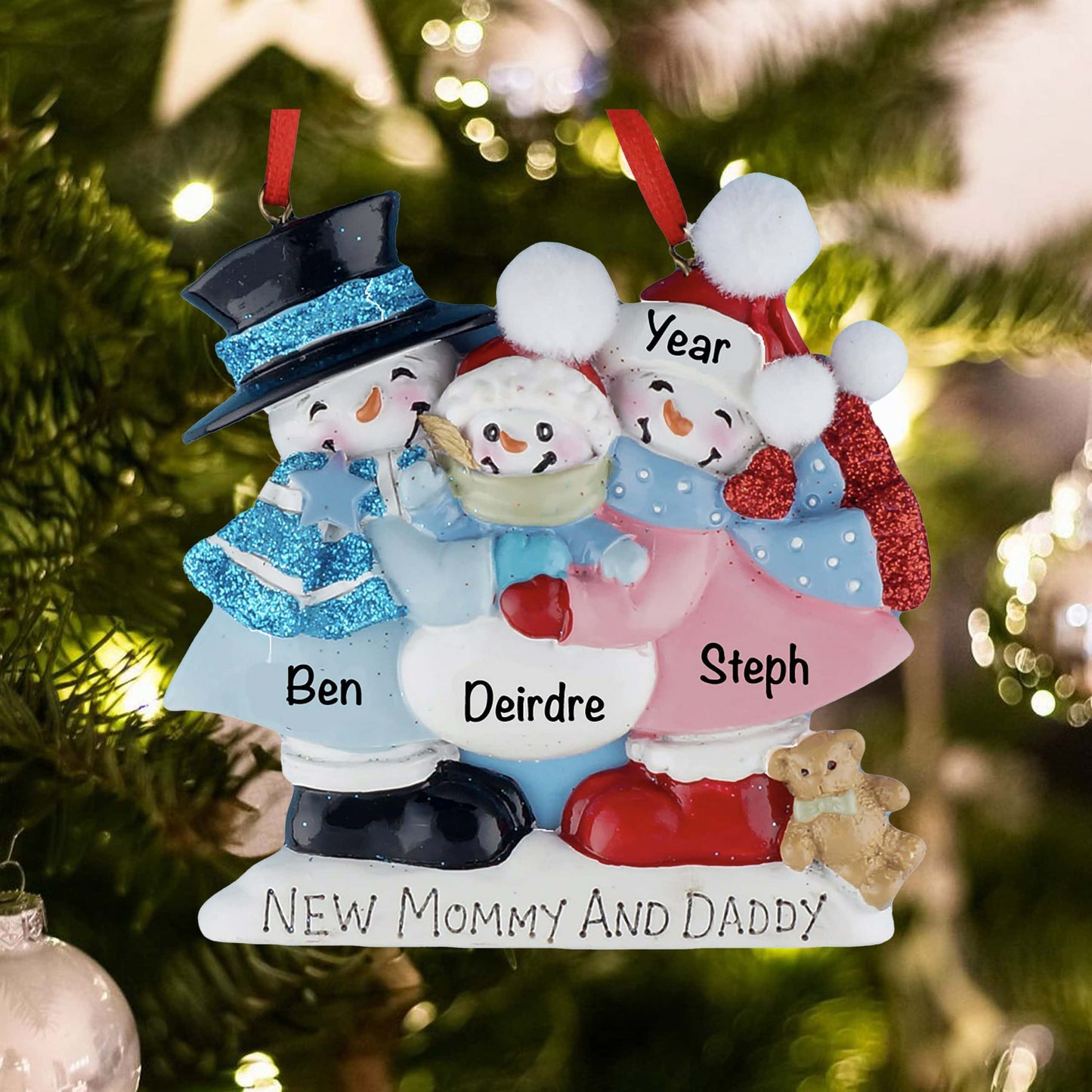 A0942 Personalized New Mommy and Daddy Christmas Ornament