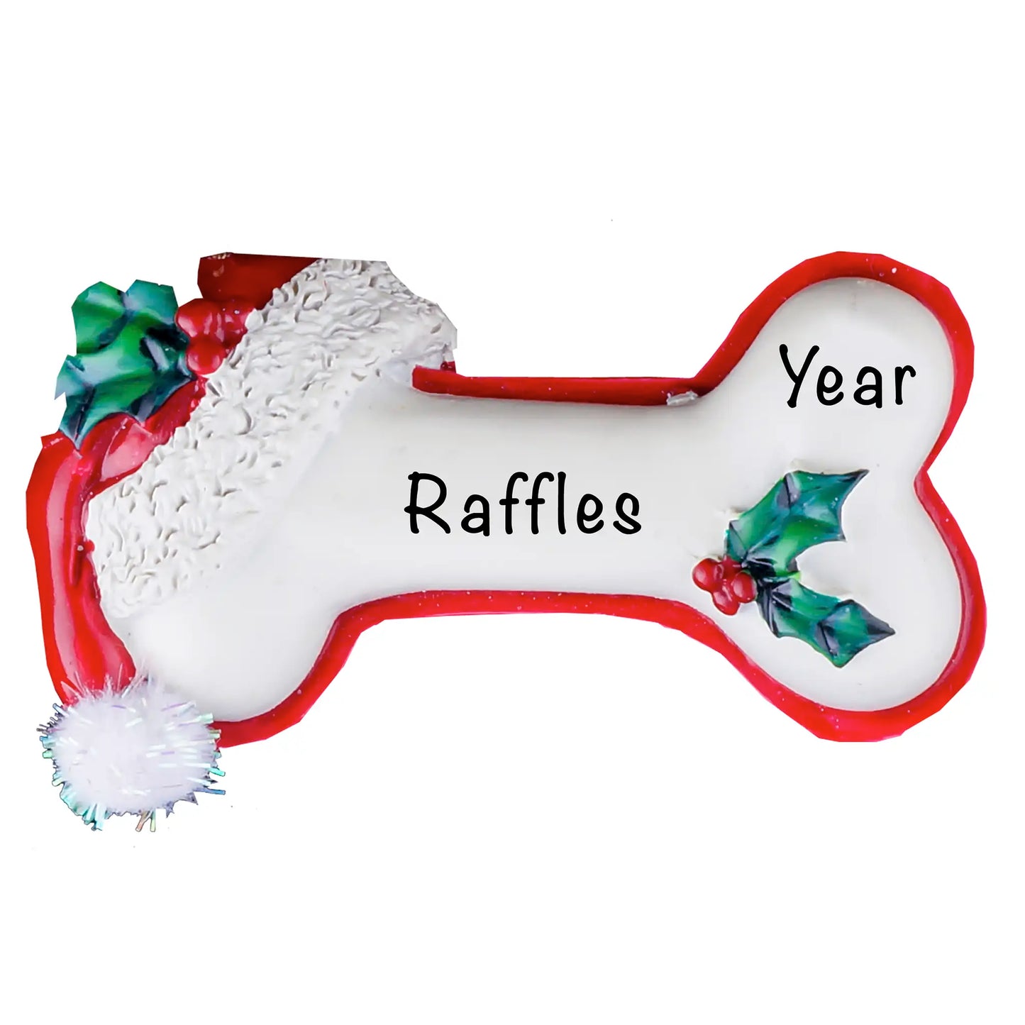 Dog Bone Santa Hat Christmas Ornament