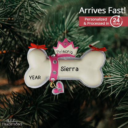 Princess Dog Bone Christmas Ornament