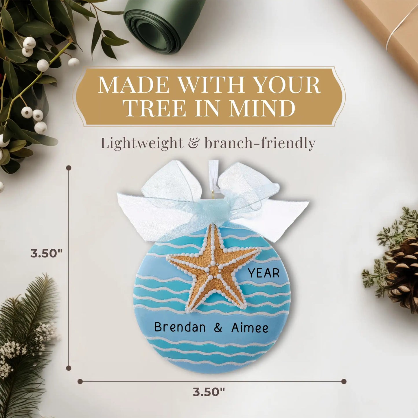 Starfish Beach Christmas Ornament