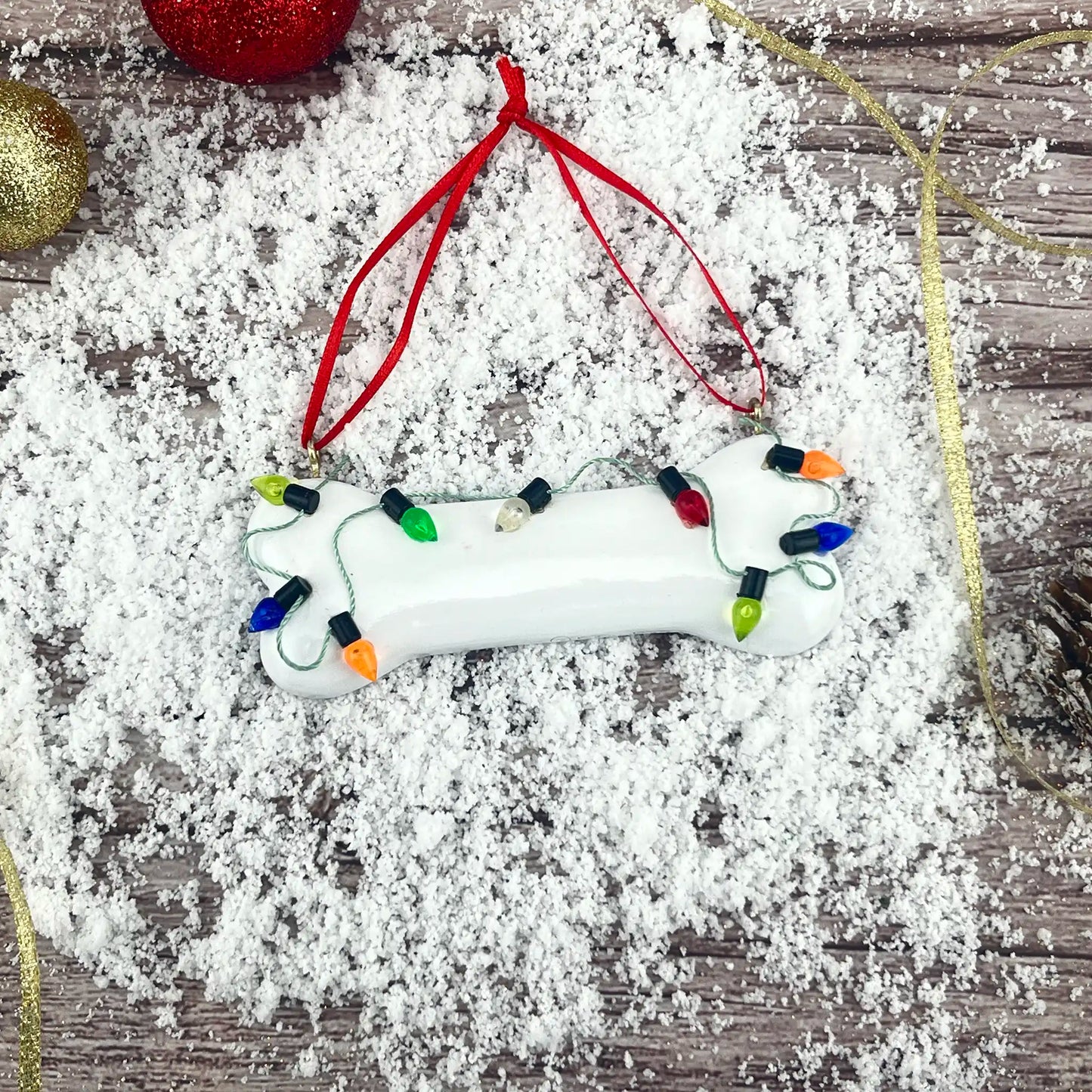 Christmas Lights Dog Bone Personalized Ornament