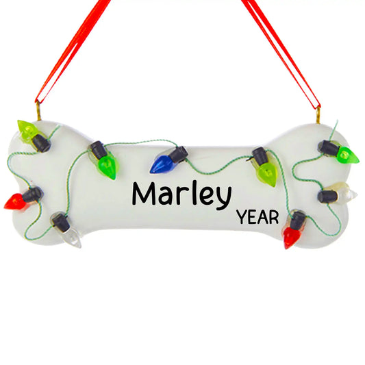 Christmas Lights Dog Bone Personalized Ornament