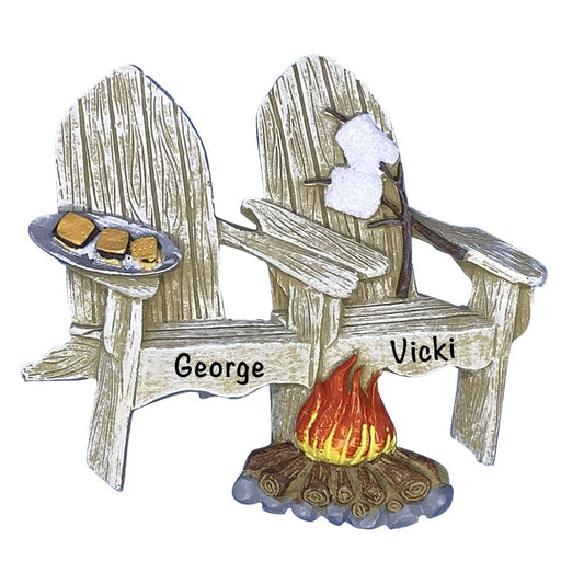 A1800 Adirondack Chair Campfire Personalized Christmas Ornament