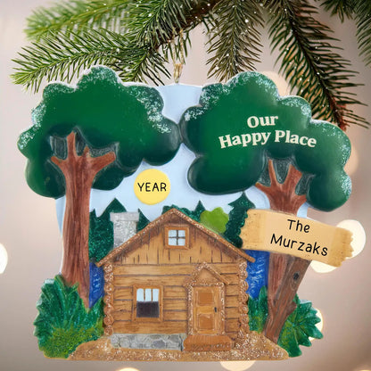 Wilderness Lake Cabin Personalized Ornament