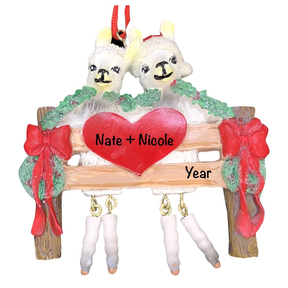 A1935 Llama Couple Personalized Christmas Ornament