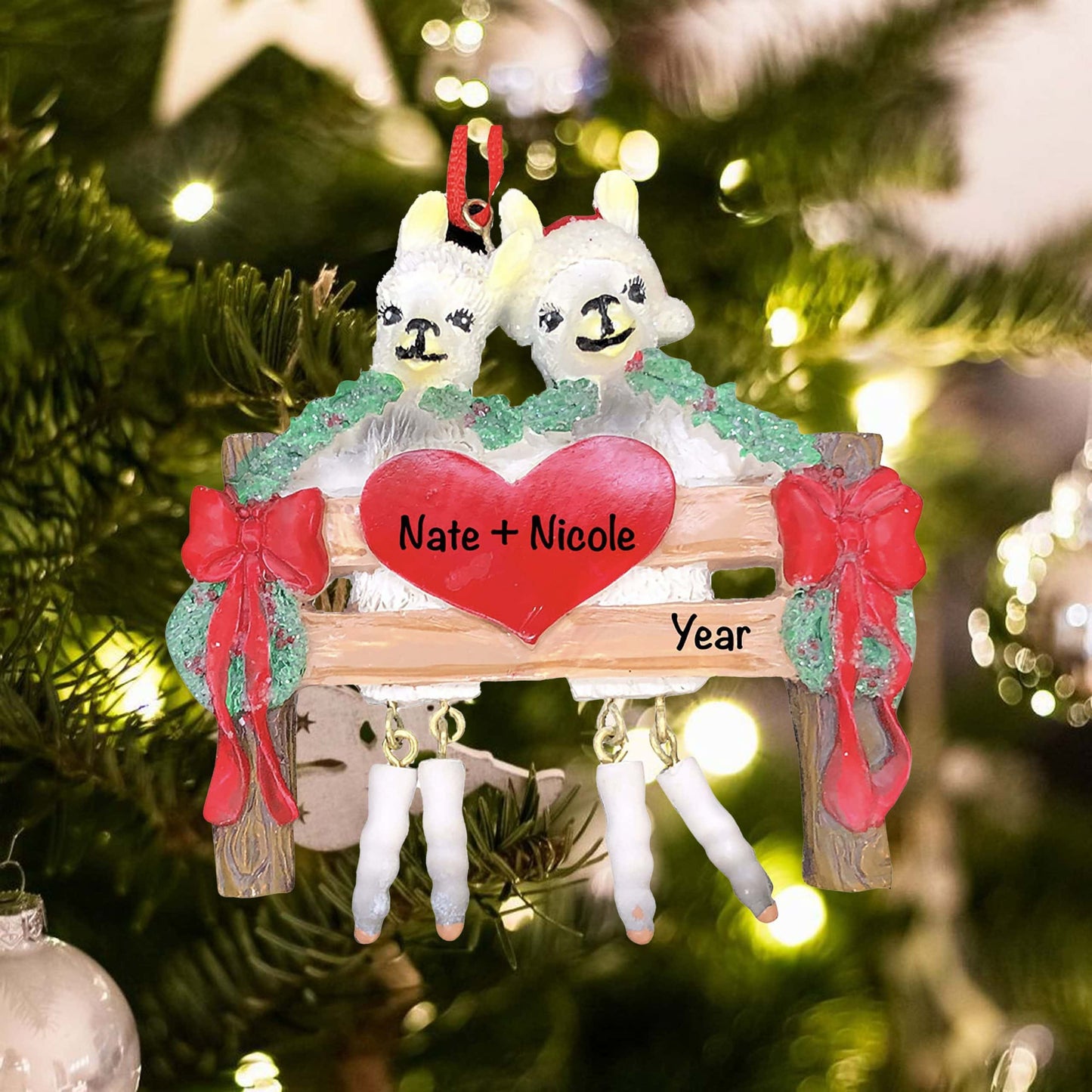 A1935 Personalized Llame Couple Christmas Ornament