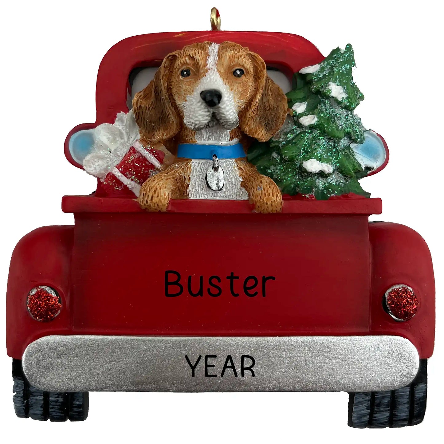 Beagle Christmas Ornament - Vintage Truck