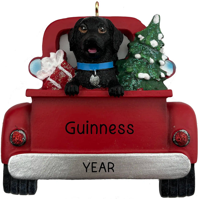 Black Lab In Vintage Truck Personalized Ornament heartfelt black lab ornament for lasting holiday memories
