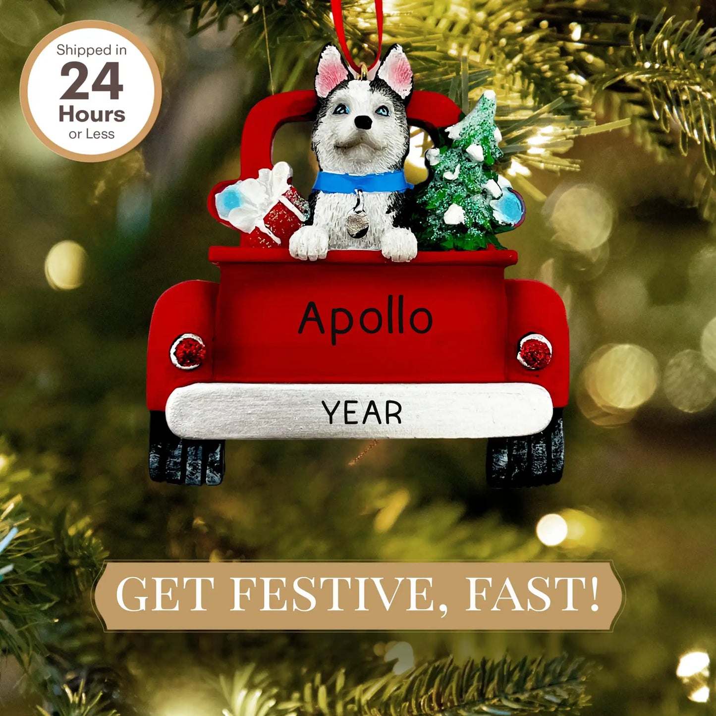 Siberian Husky Personalized Ornament