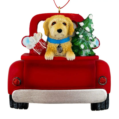 Labradoodle in Vintage Truck Christmas Ornament