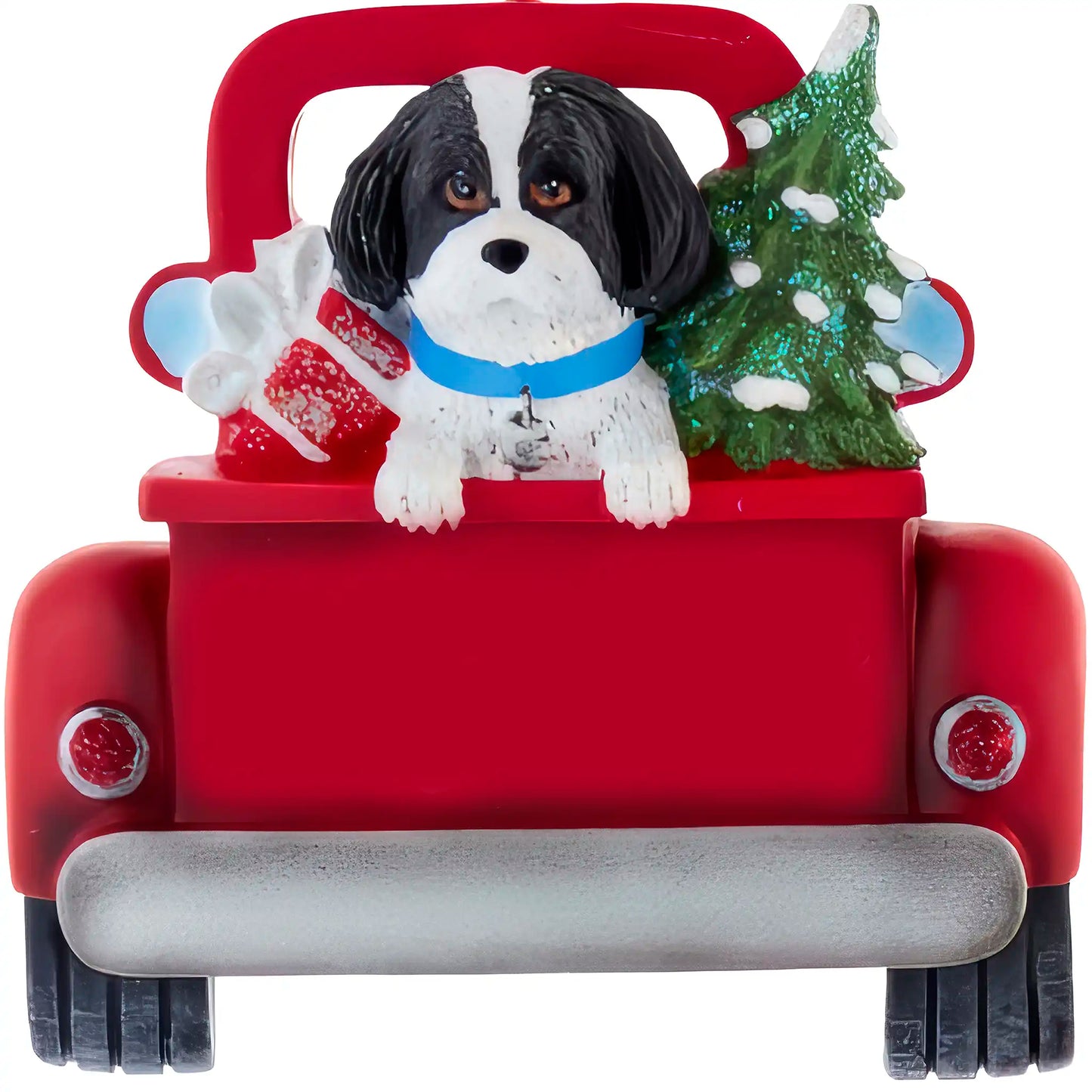 Shih Tzu in Vintage Truck Christmas Ornament - Black