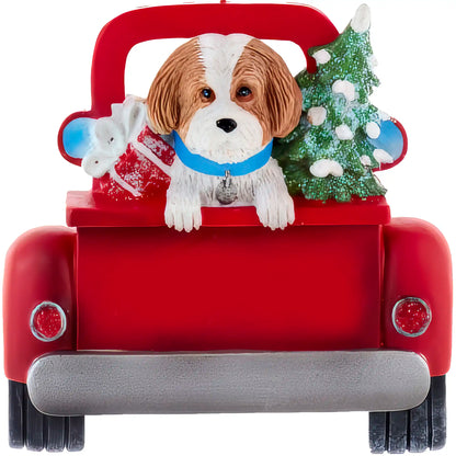 Shih Tzu in Vintage Truck Christmas Ornament - Tan