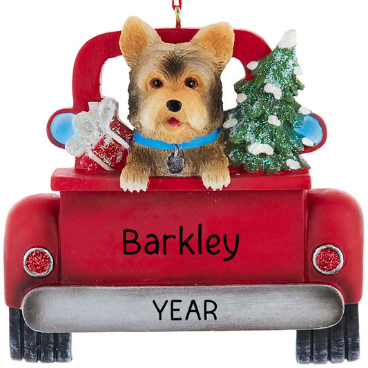 Yorkie Vintage Truck Christmas Ornament