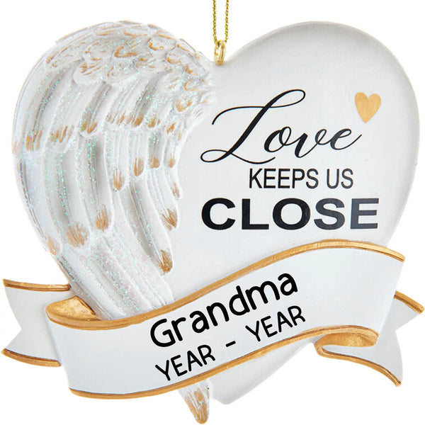 Love Keeps Us Close Memorial Personalized Ornament
