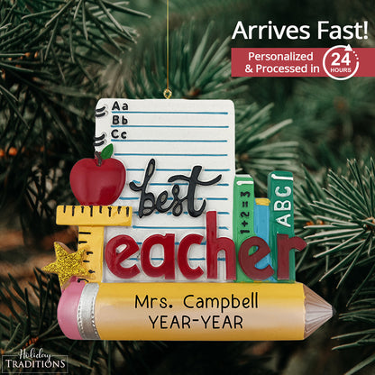 Best Teacher Christmas Ornament - Stationary