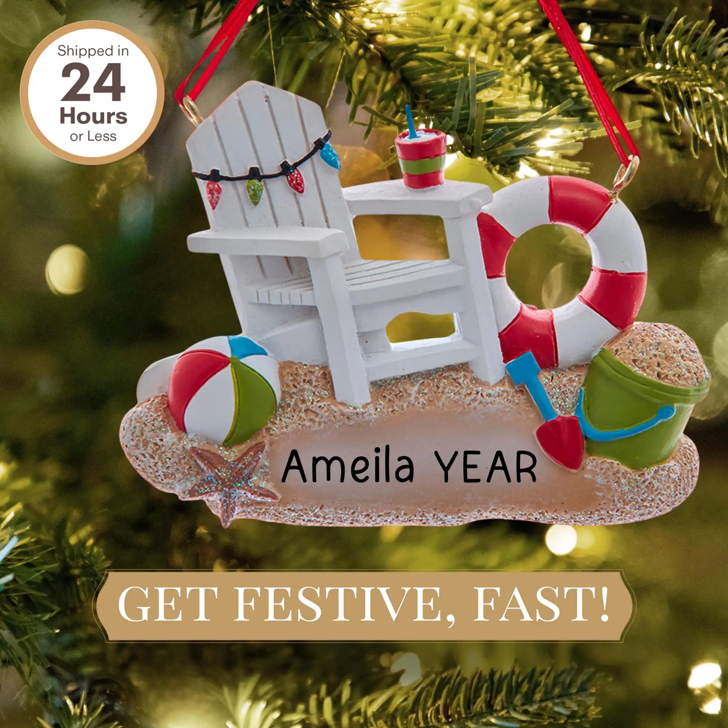 Adorno navideño de silla de playa Adirondack