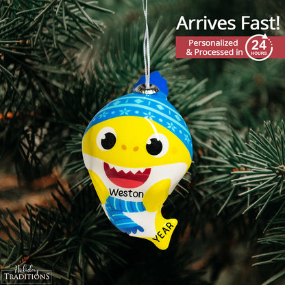 Baby Shark Winter Christmas Ornament