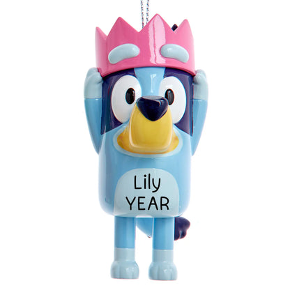 Bluey With Crown Christmas Ornament