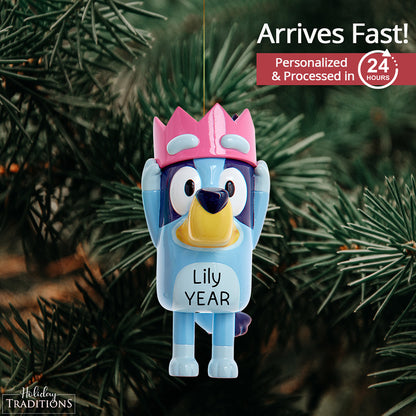 Bluey With Crown Christmas Ornament