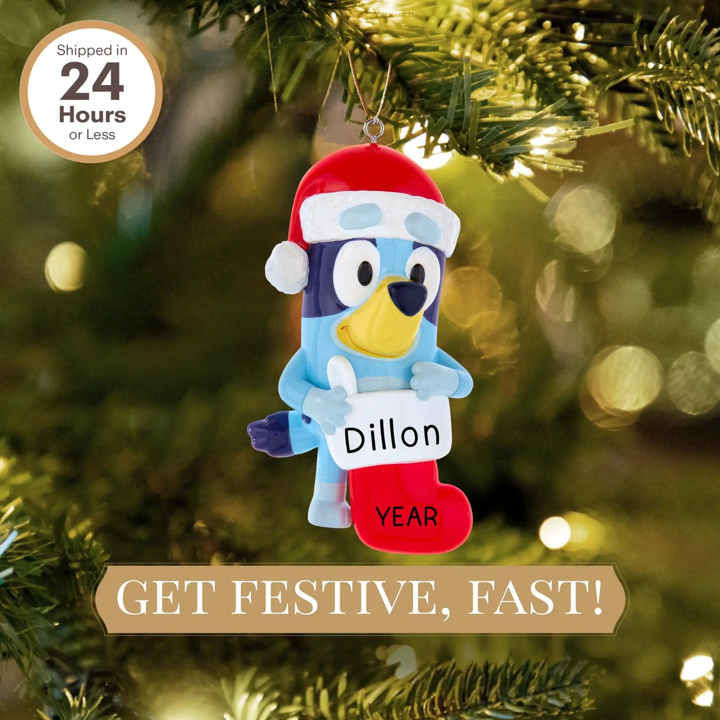 Bluey Stocking Christmas Ornament