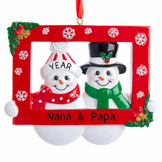 Snow Couple Frame Christmas Ornament